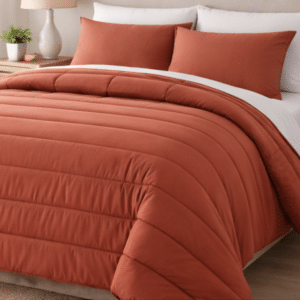 Couette microfibre terracotta pour projet hôtelier contemporain