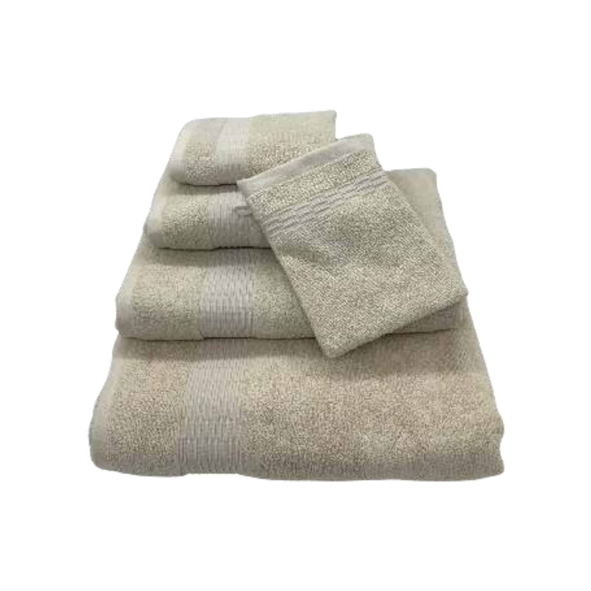Serviettes empilées et gant de toilette Isabelle beige en coton 500 g/m².