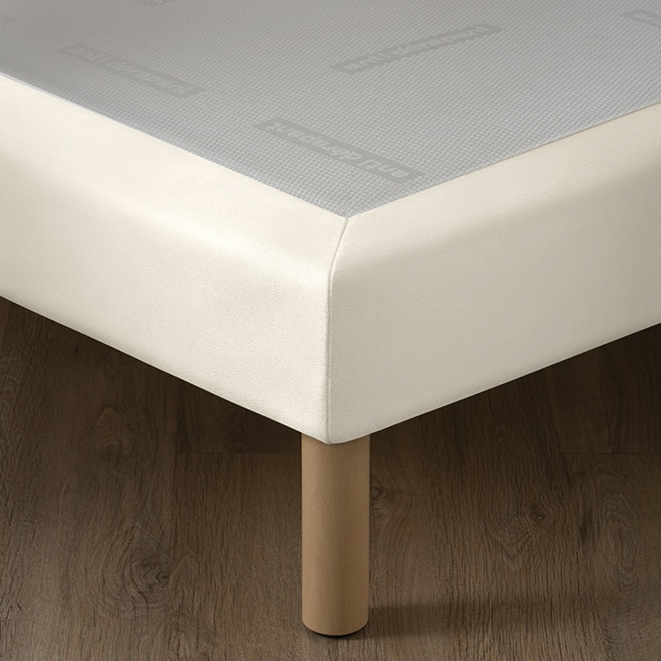 Sommier hôtelier simili cuir neige