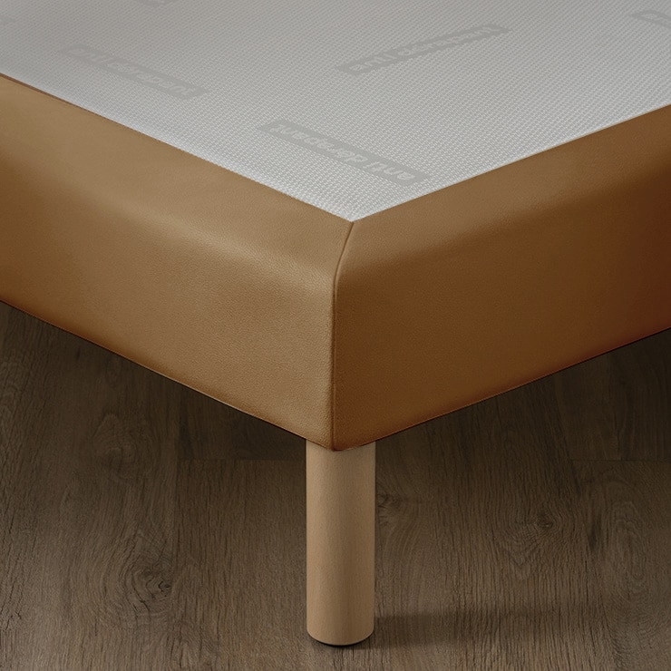 Sommier hôtelier simili cuir camel