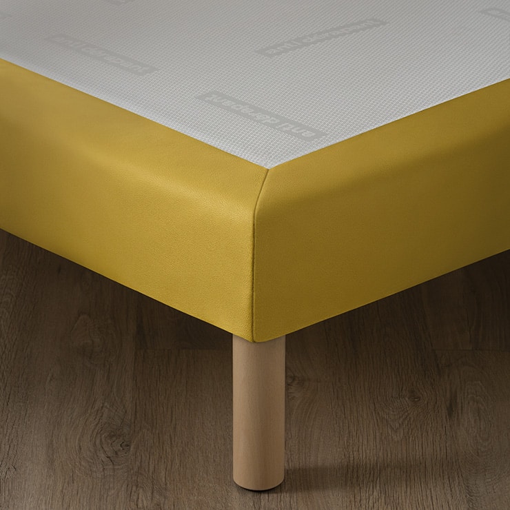 Sommier hôtelier simili cuir curry