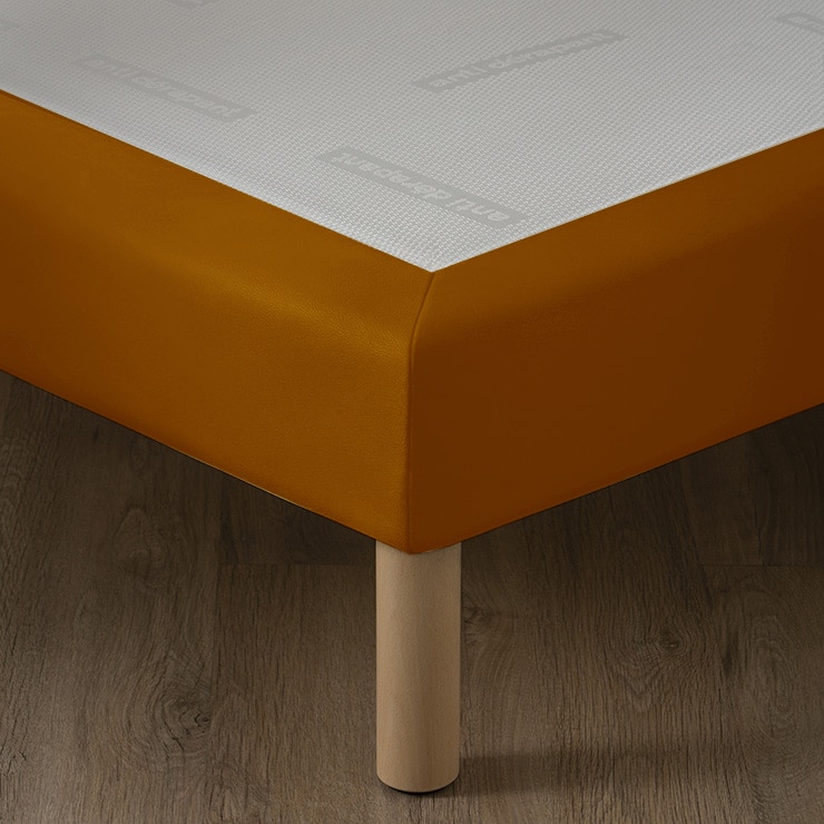 Sommier hôtelier simili cuir orange