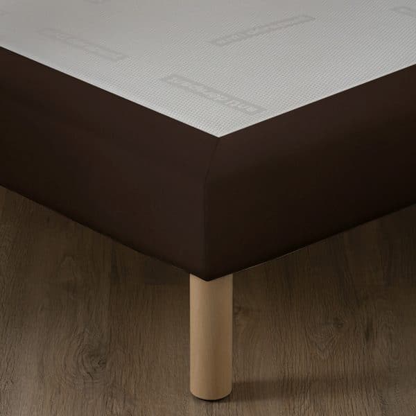 Sommier FLEXIBOX tissu velours marron avec lattes flexibles et toile antidérapante matelassée