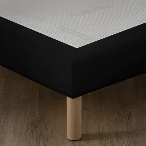 Sommier FLEXIBOX tissu velours noir avec lattes flexibles et toile antidérapante matelassée