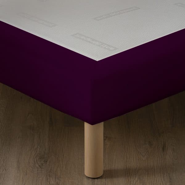 Sommier FLEXIBOX tissu velours violet avec lattes flexibles et toile antidérapante matelassée
