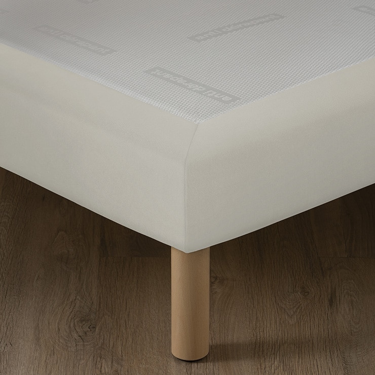 Sommier FLEXIBOX tissu velours ivoire avec lattes flexibles et toile antidérapante matelassée