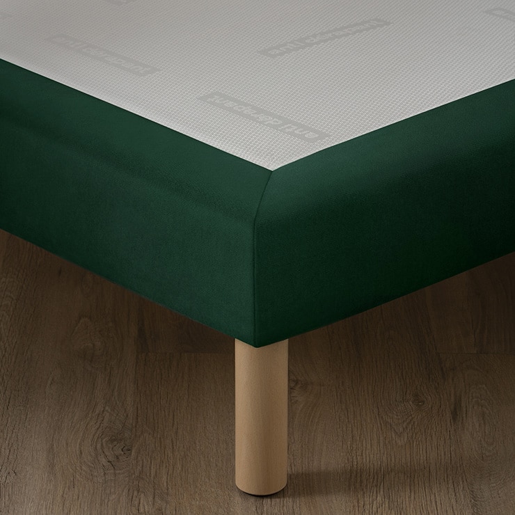 Sommier FLEXIBOX tissu velours sapin avec lattes flexibles et toile antidérapante matelassée
