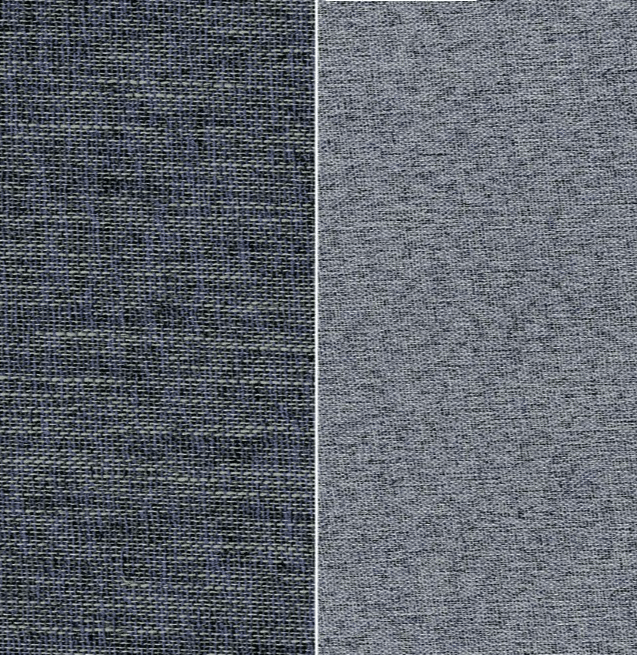 Tissu occultant CHESTER bleu denim double face pour rideaux hôteliers durables